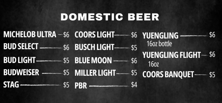 list of domestic beers served at fuel